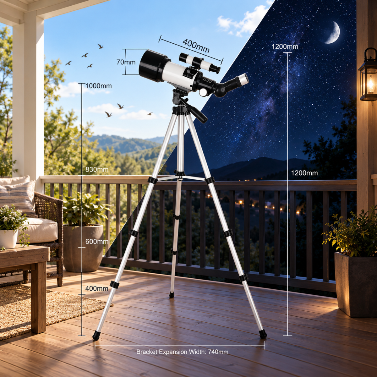 Telescope for Adults and Beginners 70mm Refractor with Phone Adapter