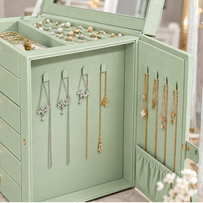 Jewelry Box for Women Large 6 Layer with Mirror and Necklace Organizer
